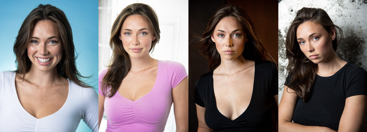 Professional headshot of Sydney Borden used to illustrate the difference between modeling and acting headshots.
